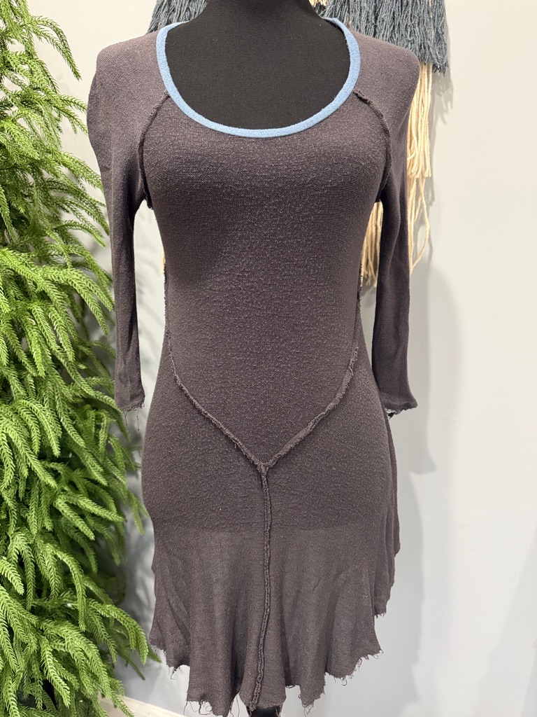 Intimately Free People Charcoal Gray And Light Blue Seam Detail Top Xs S Boho